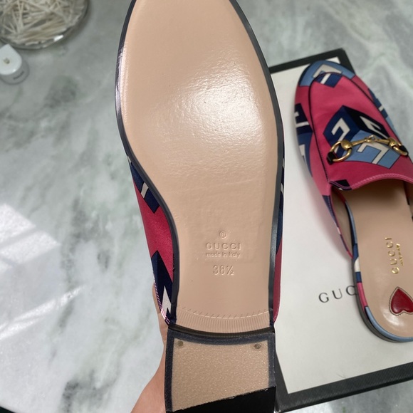GUCCI PINK BLUE HORSEBIT SANDALS - Picture 3 of 7